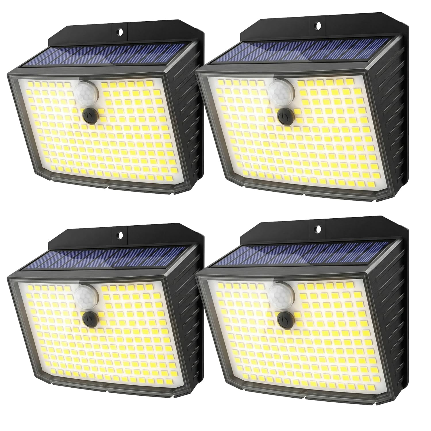 CLAONER Solar Security Lights Outdoor, Motion Sensor Light 3 Lighting Modes Solar Powered LED Lights IP65 Solar Wall Lights for Yard Garage Garden Fence Door (4 Pack)