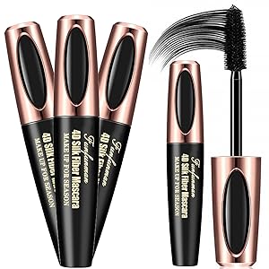 3PACK 4D Silk Fiber Lash Mascara,Extra Long Lash Mascara and Thick, Long Lasting, Waterproof & Smudge-Proof Eyelashes
