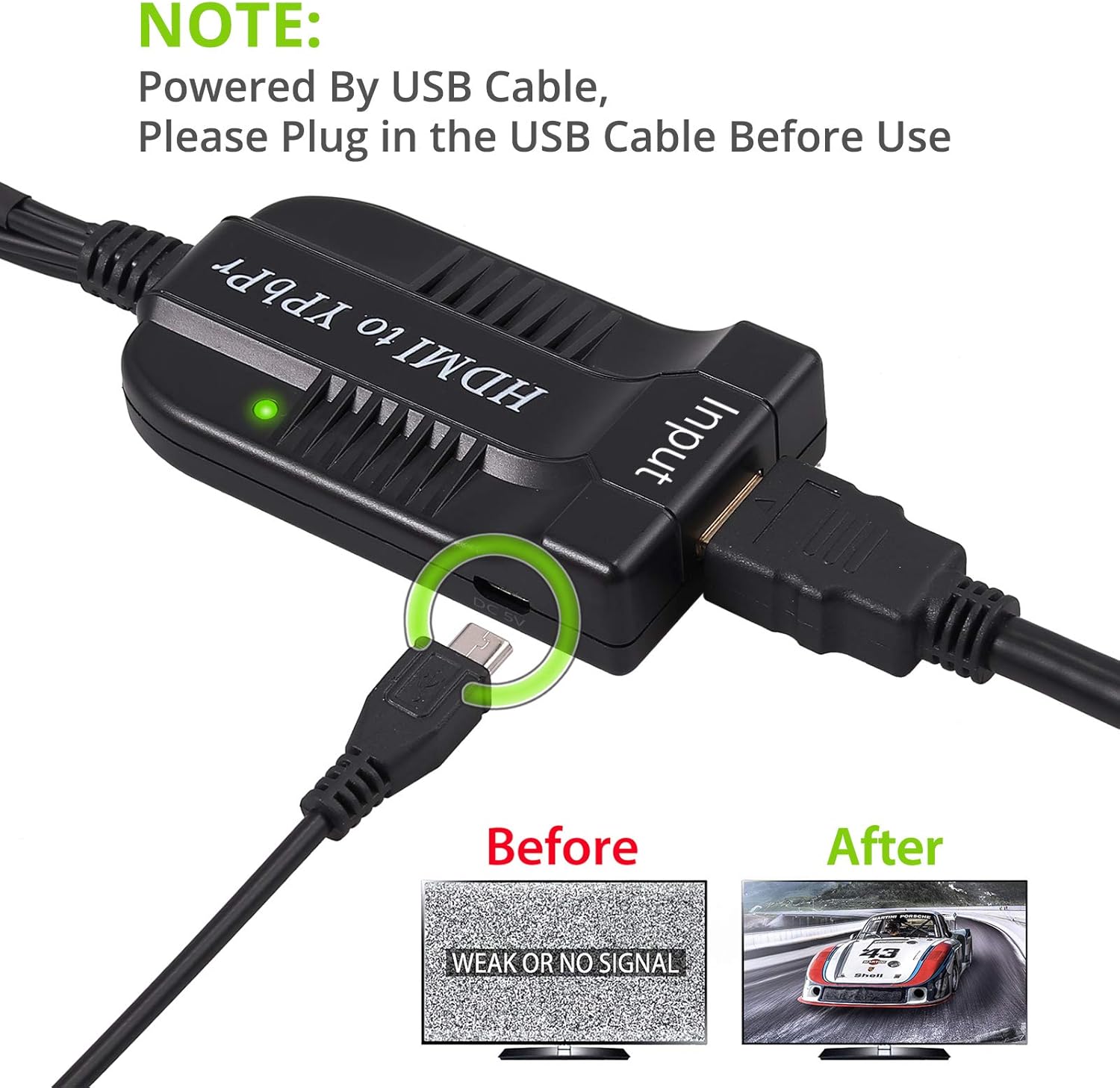 LiNKFOR 1080P HDMI to Component Converter Scaler HDMI to YPbPr Converter convert hdmi to component HDMI to video Converter HDMI to 5RCA RGB Converter for HDTV Box PC PS3 Fire stick Roku Blu-Ray DVD: Electronics