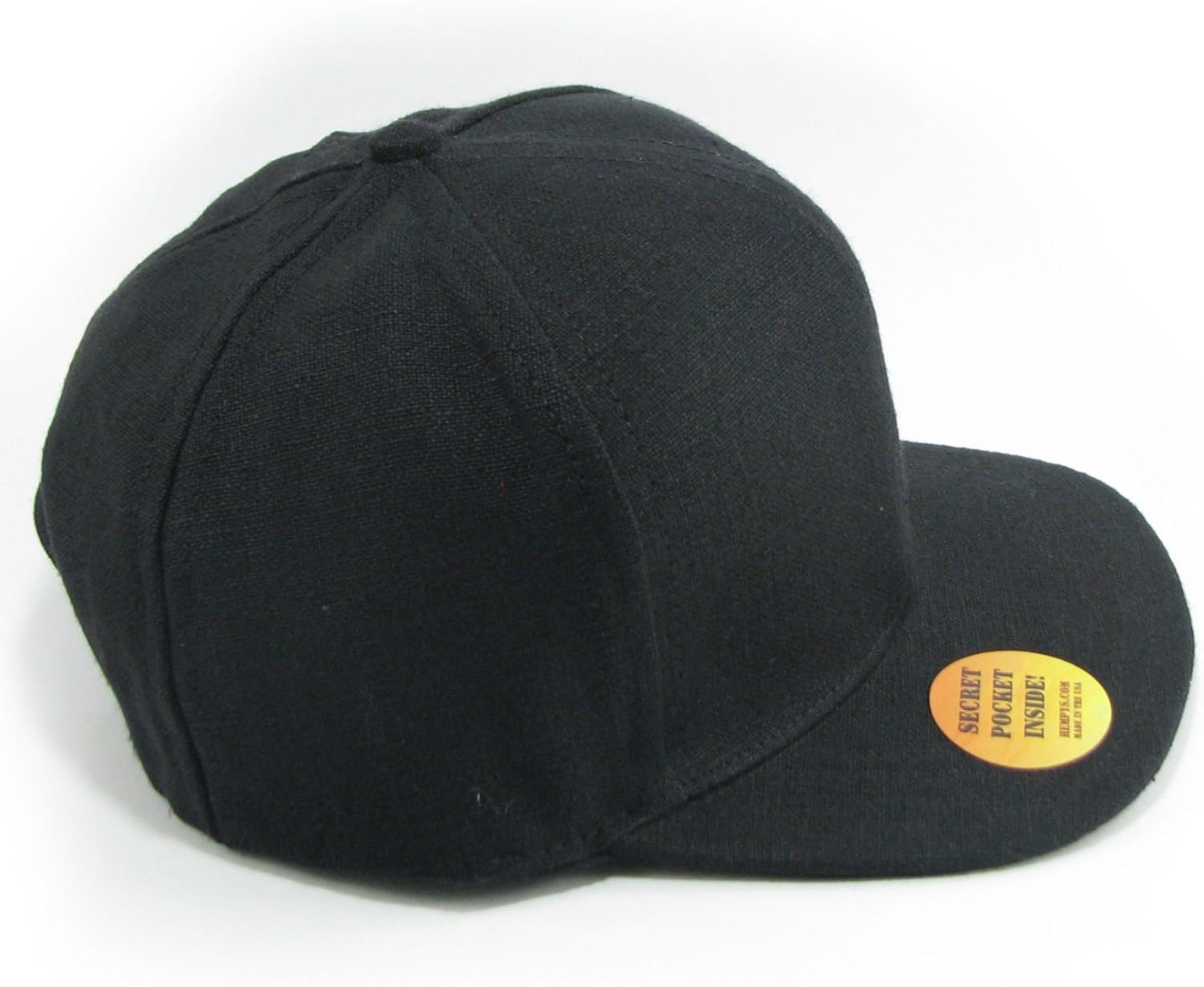Hempy's Flat Brim Baseball Cap with Secret Pocket (Black