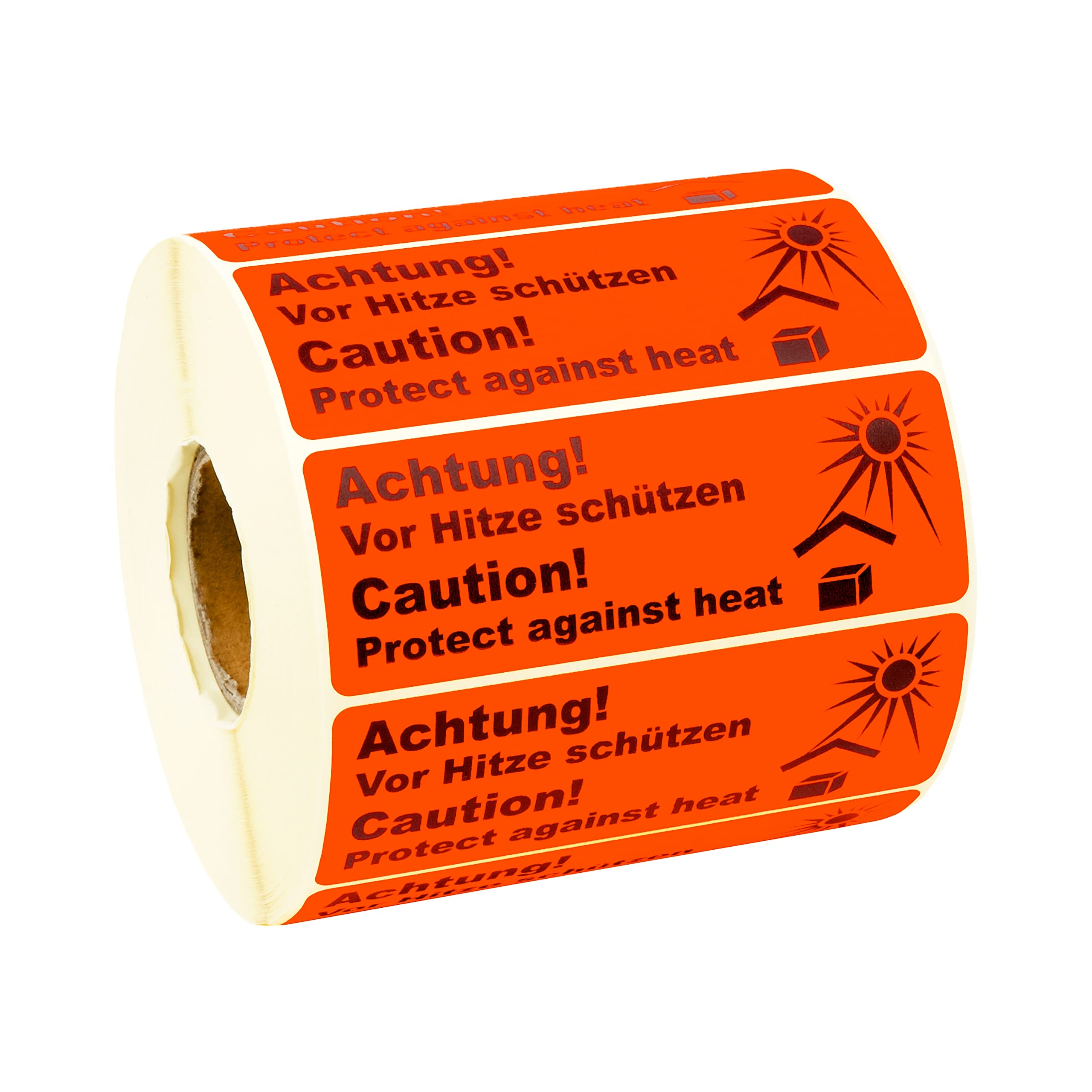 Prolac Self-Adhesive Labels Warning! Protect from Heat - Permanent Adhesive Shipping Labels - Neon Red Parcel Stickers for Shipping/Moving