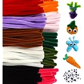 URSDIART Pipe Cleaners 10mm &amp; Wiggle Eyes, 200pcs Chenille Stems for Craft | 10 Colors Assorted, 12 Inch Soft Fluffy Chenille Stems &amp; Wiggle Eyes for DIY Project, Home Decor &amp; Holiday Halloween Crafts