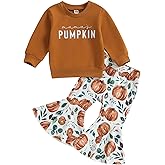 Kupretty Baby Girl Fall Winter Clothes Pumpkin Patch Crewneck Sweatshirts Flare Pants Set Toddler Halloween Outfits
