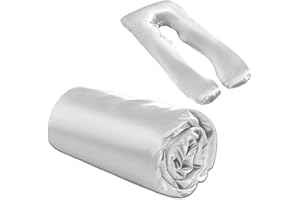 BALAPET Silky Satin Pregnancy Pillow Cover (ONLY Pillowcase), U Shaped Luxurious Smooth Maternity Pillow Cover, Soft & Breathable Large Pillow Protector with Hidden Zip for Side Sleeper, White