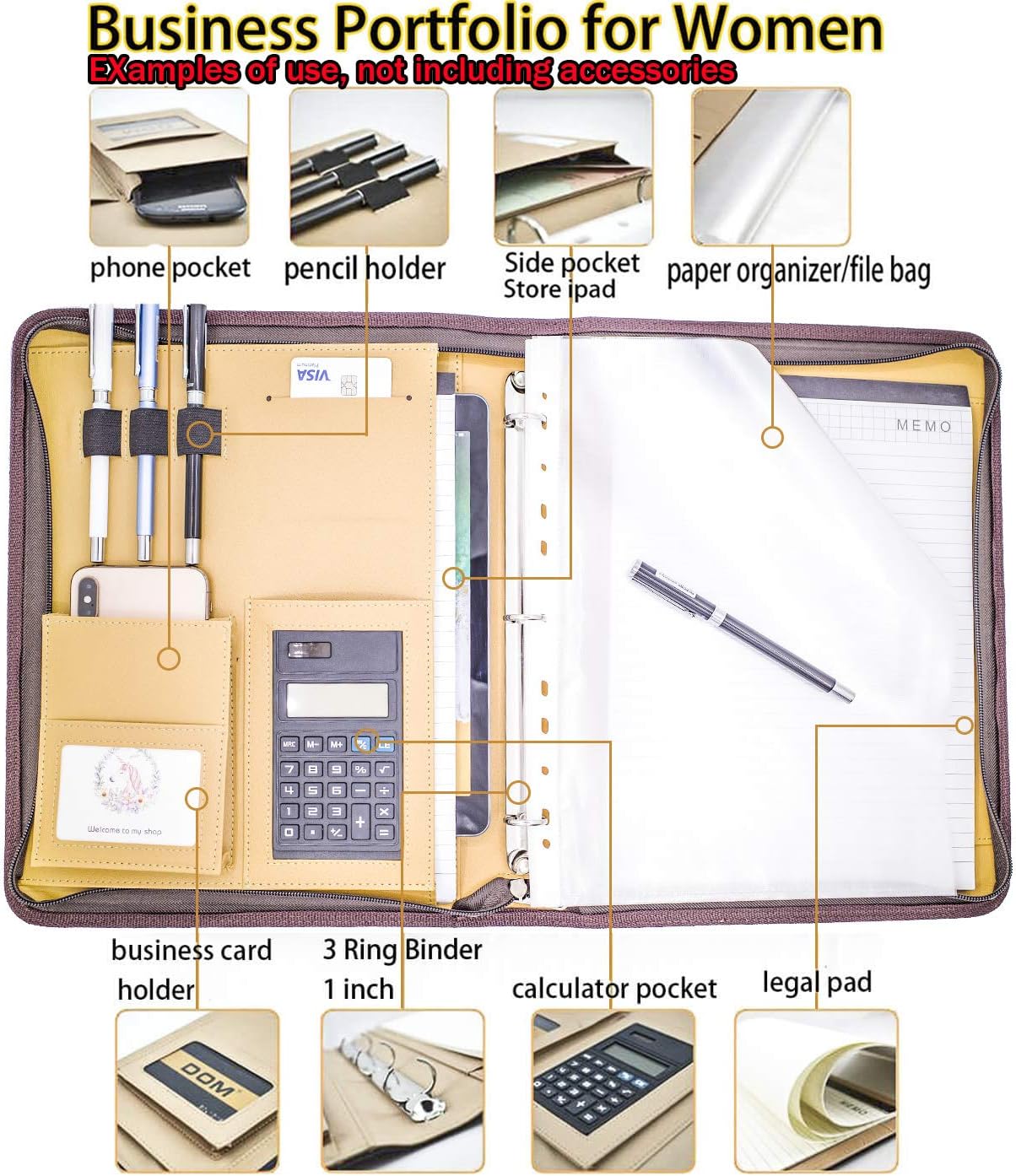 LOSOPHY Padfolio Ring Binders Zippered 1 inch Binder Portfolio Clipboard Folder, Leather Binder as Business Checks Personal Printed.Zipper Binders 1 inch for Women and Mens. (Vivid Leopard) : Office Products