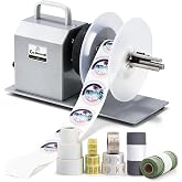 CGOLDENWALL Compact Quiet Automatic Label Rewinder, 1-12"/s Bidirectional Rewind, Coreless/1-1.5" Core Quick Adjust, Max. Label Dia. 5.5" Width 4.3", Auto Sync with Printer, Space-Saving