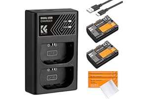 K&F CONCEPT LP-E6NH Battery (2 Pack 2250mAh) and Dual Battery Charger with 10PCS Lens Cloths Compatible with Canon EOS R7 R6 