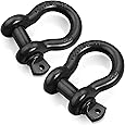 LIBERRWAY Shackles 3/4" (2 Pack) 57,000 lbs Break Strength with 7/8'' Pin D Ring Shackle Rugged Off Road Shackles Heavy Duty D Ring for Vehicle Recovery, Black