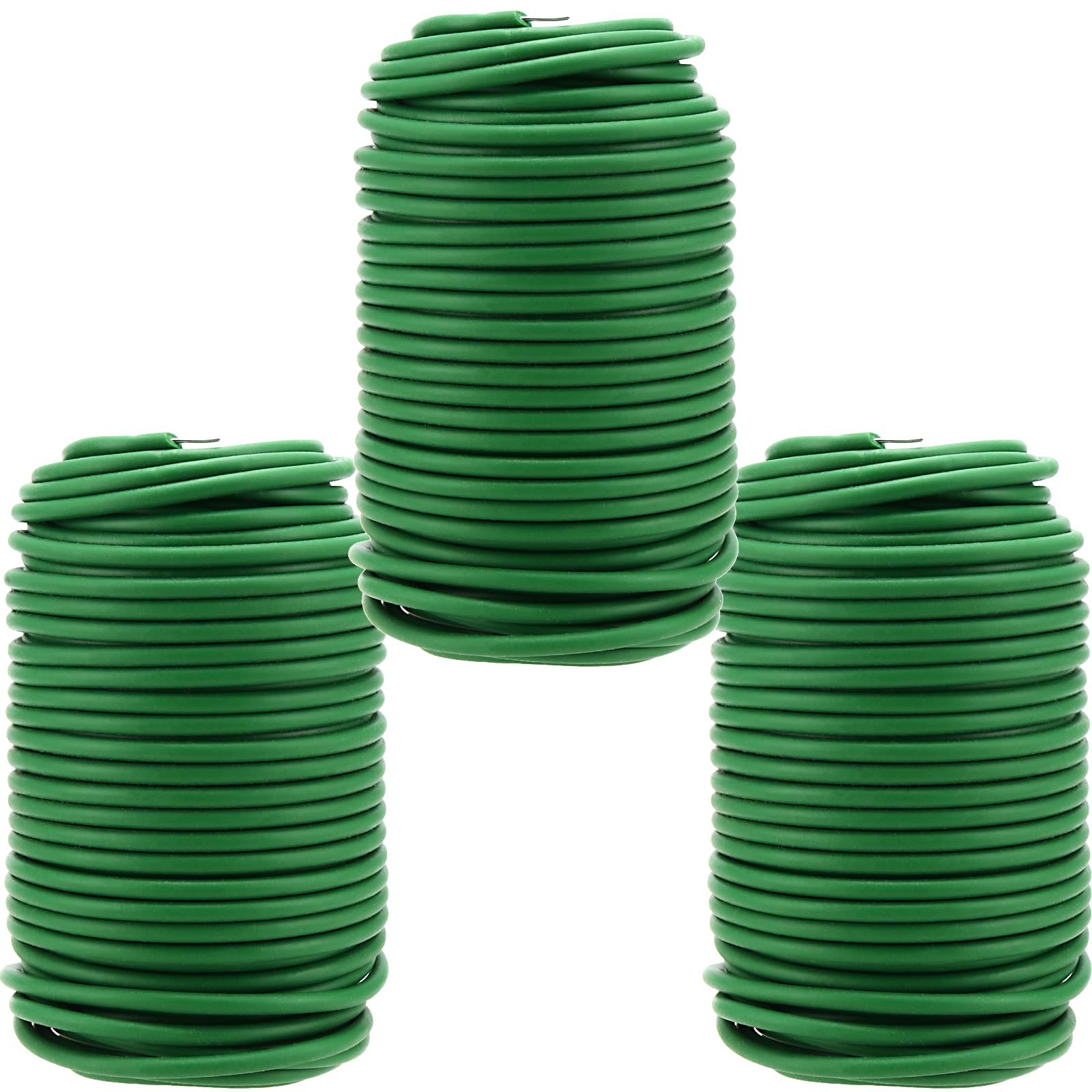 ZEONHEI 3 Pack 3.5mm x 20m Garden Soft Tie, Green Flexible Plant Tie Wire, Soft Garden Twist Tie Bendy Tree Ties Plant Support Wire Twine for Gardening, Crafting, Climbing Plants Flowers