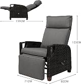 Grand patio Recliner Sun Lounger with Adjustable Backrest and Flip Table Dark view 4