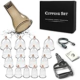 AIKOTOO Cupping Therapy Set w/ 18 Massage Cups for Pain Relief Physical Therapy Cupping Kit for Massage Therapy with Vacuum Pump, Black Box