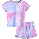 Arshiner Girls 2-Piece Tie Dye Pajamas Set Trendy Lounge Set Kids Sleepwear