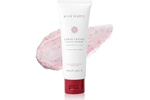 Koji White Exfoliating Facial Scrub, Kojic Acid Face Wash with 1% Walnut Shell Powder, AHA, Hyaluronic Acid, Vegan Skincare, 