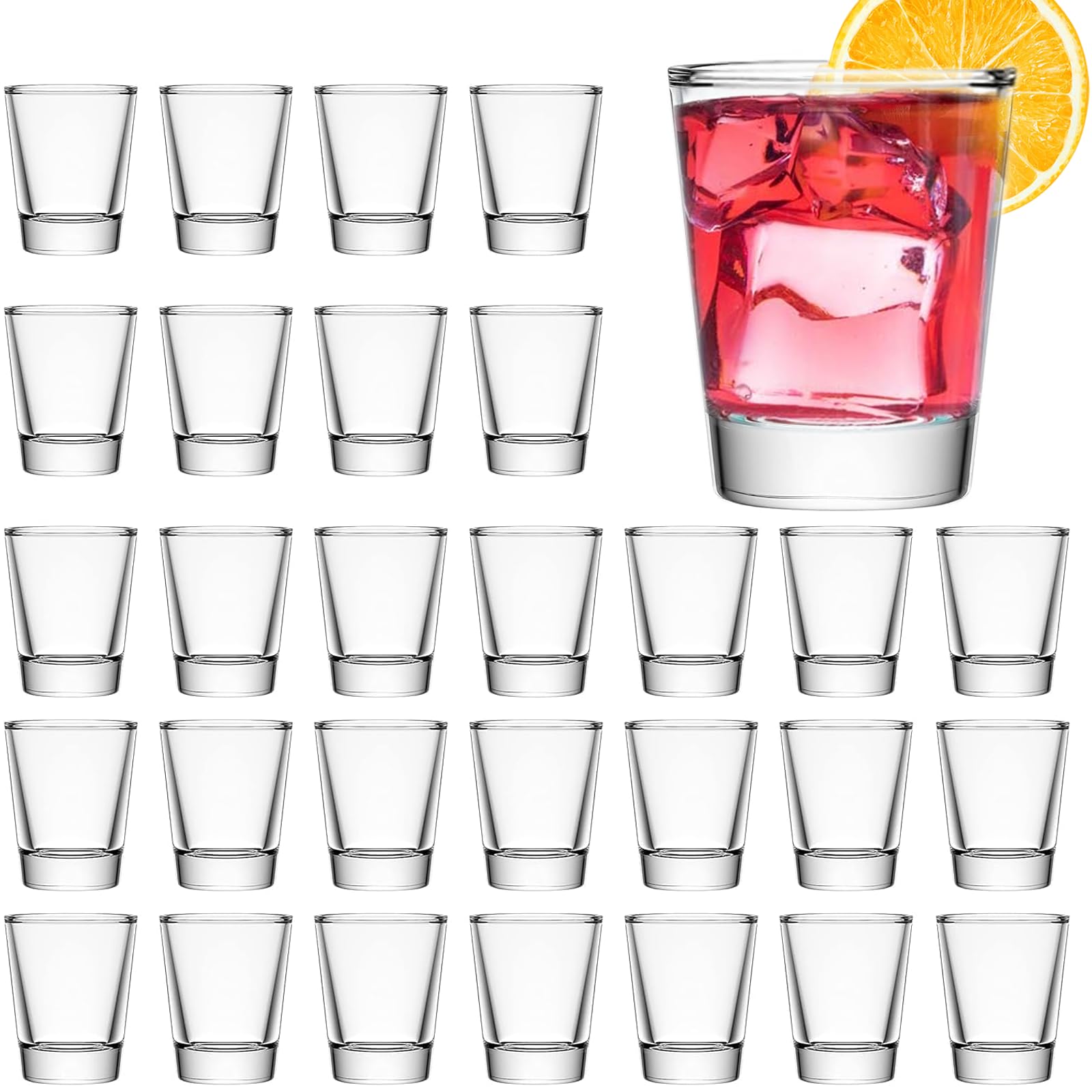 Mfacoy 30 Pack Shot Glasses Set with Heavy Base, 1.6 oz Clear Shot ...