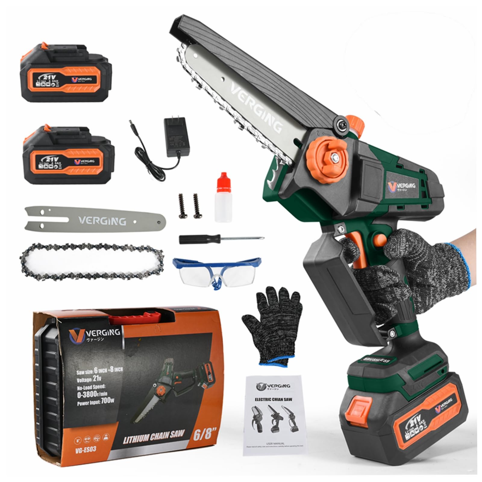 Mini Chainsaw, Mini Chainsaw Cordless 8 inch & 6 inch with 2 Pack ...