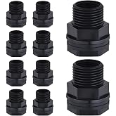 10 Pack Bulkhead Fitting, Garden Hose Threaded 3/4 Inch Male GHT x 1/2 Inch Female NPT Double Threaded Bulkhead Water Tank Connector for Rain Barrels Water Tank Pond Aquarium Tubs Pools Spigot