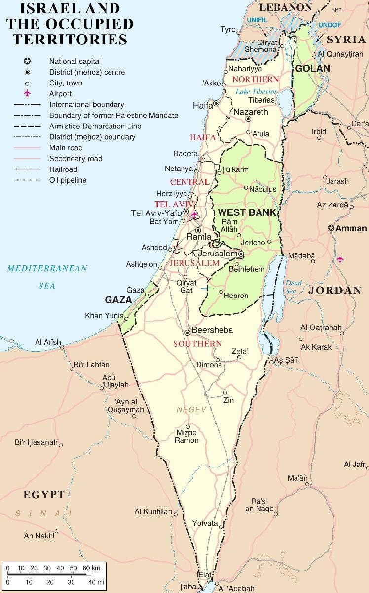 Posters & Prints - Gifts Delight Laminated 19x31 Poster Israel and Occupied Territories map