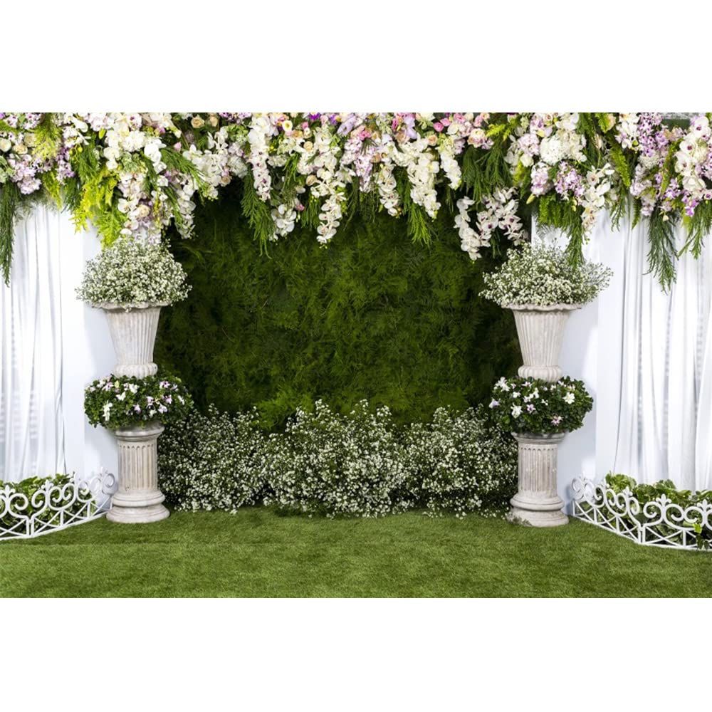 YongFoto 15x10ft Vinyl Photography Backdrop Flower Decoration for Wedding Ceremony Vases with Fresh Flowers Backdrops for Holiday Party Ceremony Photo Shoots Lovers Photo Background Studio Props