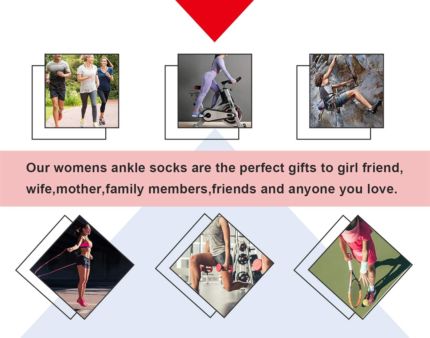 LITERRA Womens Ankle Socks 6-Pairs Athletic Running Low Cut Socks Cushioned : Clothing