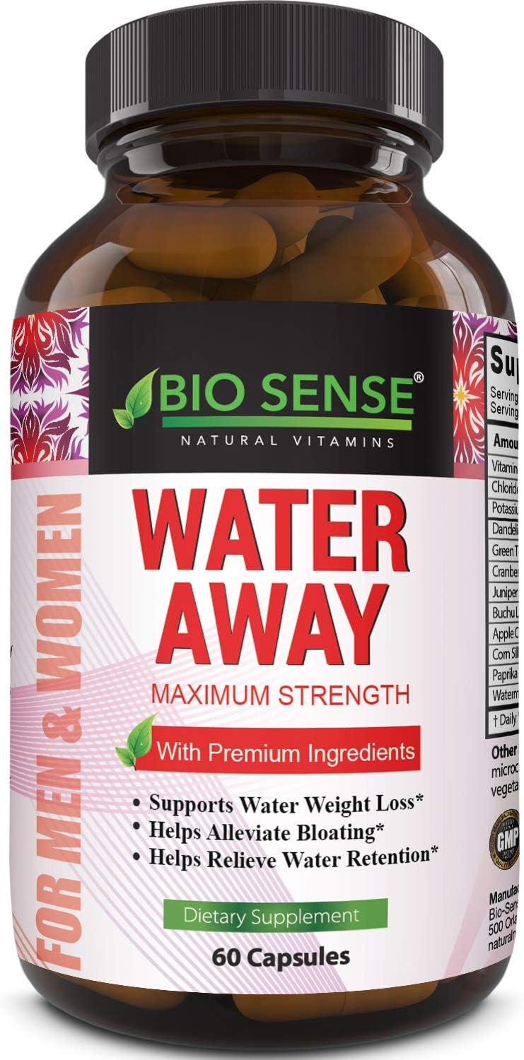 Natural Diuretic Water Away Pills Vitamin B6 Potassium & Dandelion Root Extract Water Retention Anti-Bloating and Swelling Capsules Weight Loss for Women & Men with Antioxidant Green Tea by Bio Sense: Health & Personal Care