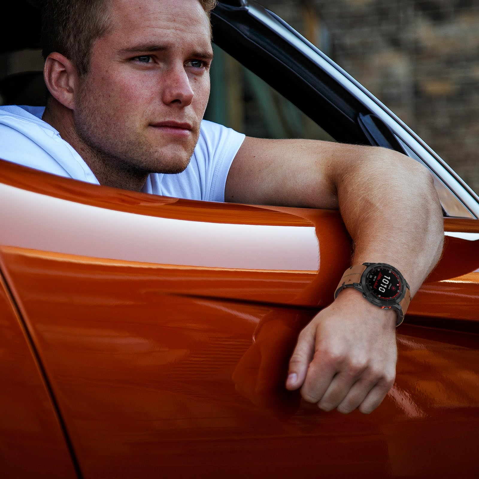 Fenix 7 Leder Armband, 22mm Uhr Ersatzarmband für Fenix 8 47 mm, Fenix 7 Solar, Fenix 7 Sapphire Solar, Fenix 6 /pro/Sapphire, Fenix 5 /plus, Forerunner 935/945/955, Approach S60, Quatix 5/6/7 6