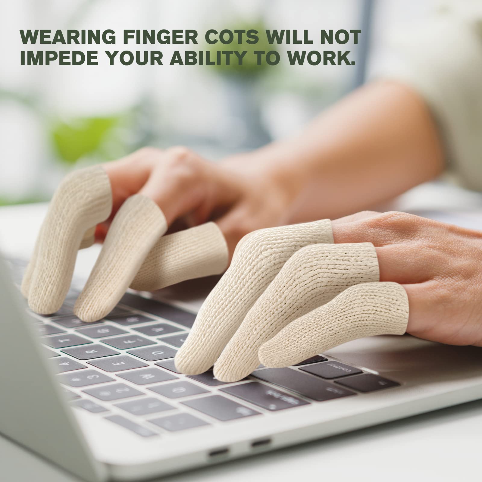 Evridwear 20PCS Premium Cotton Comfort Cushion Finger Toe Thumb Cot Sleeves Protect Fingertips Hand Eczema Skin Cracking Calluses Wicks Moisture Jewelry Clean Smudges (Long Length)