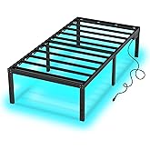 HusDream Twin Bed Frames 14 Inch Platform Bed Frame with Large Storage Space,Black Bed Frame Twin Size for Kids Heavy Duty Metal Mattress Foundation,Corner Bed for Boys Girls(14 Inch, Twin)