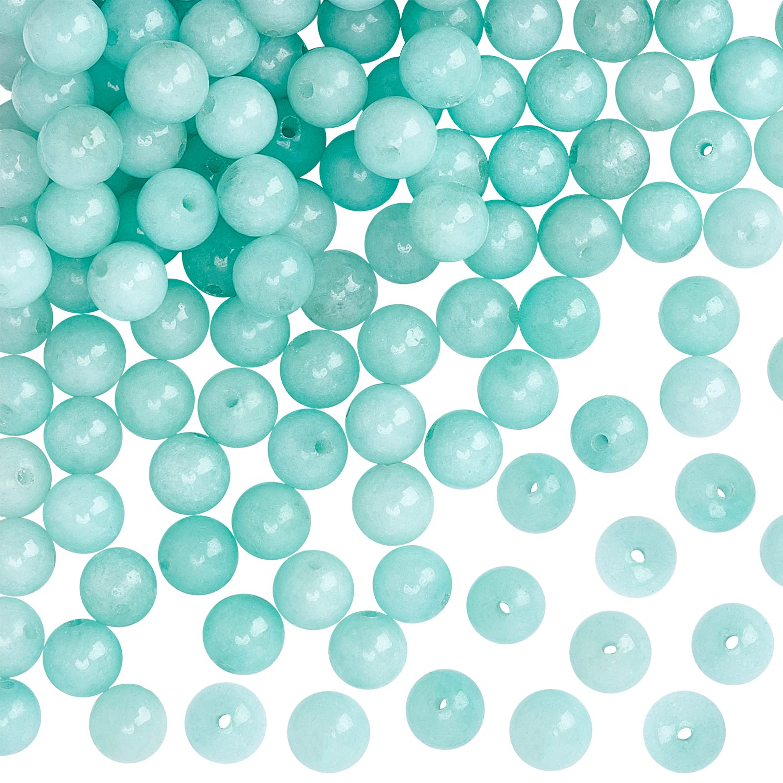 OLYCRAFT About 122~128Pcs 6mm Malaysia Jade Beads Smooth Dyed Gemstone Loose Beads Round Gemstone Bead Strands for Jewelry Making - Pale Turquoise