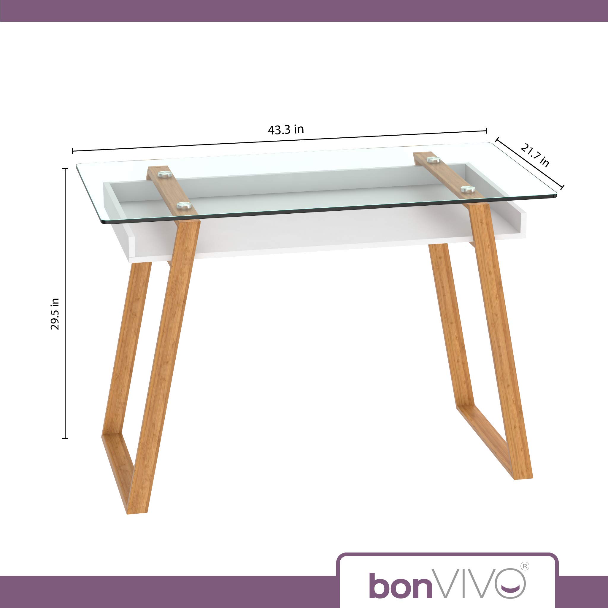 bonVIVO Writing Desk Massimo, Contemporary Desk Combining Glass and