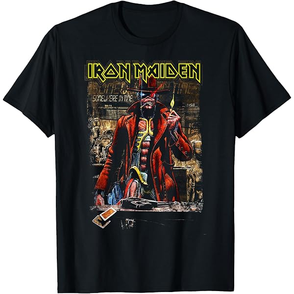 Rock Off Iron Maiden Maglietta Uomo Unisex 'Senjutsu Cover Distressed Red' – Cotone, Lavabile In Lavatrice, Taglia Large