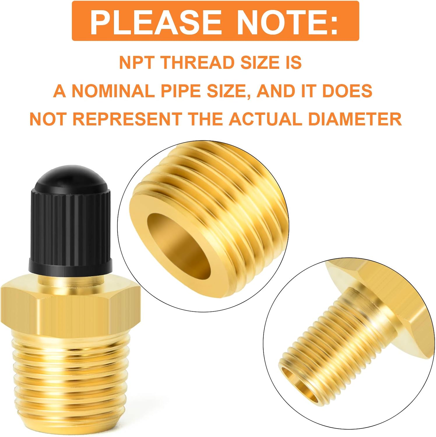 Gasher 6PCS 1/8" NPT Tank Valve Anti-Corrosion Brass Schrader Valve with 1/8" Male NPT, Using with Air Compressor Tanks - - 