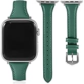 Slim Soft Genuine Leather Bands Compatible with Apple Watch Band 38mm 40mm 41mm 42mm 44mm 45mm 46mm 49mm for Women, Dressy Durable Leather Replacement Strap for iWatch SE Ultra 11 10 9 8 7 6 5 4 3 2 1