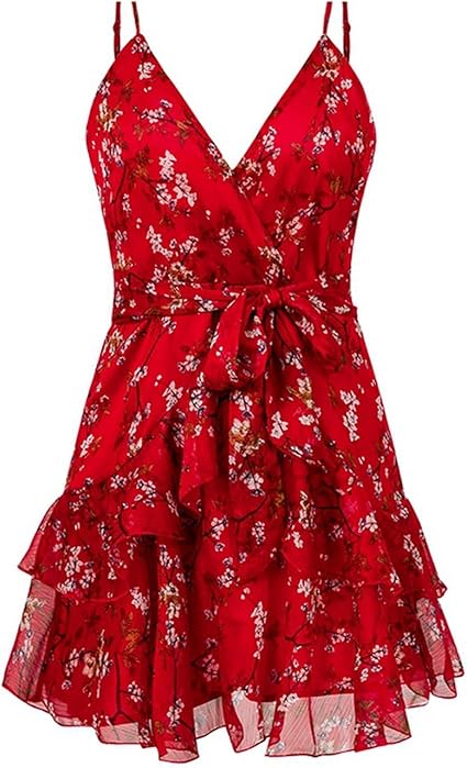 red floral summer dress