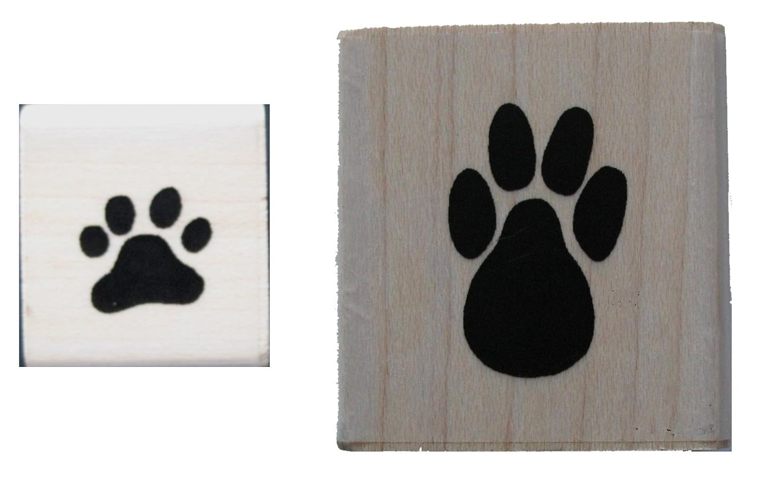 PAW PRINT RUBBER STAMPS (woodmounted) Set of 2 different sizes Amazon