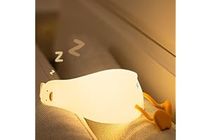 BemeedLigt Lying Flat Duck Night Light, Cute Silicone Duck Lamp, LED Nursery Nightlight, Dimmable Bedside Touch Lamp, Rechargeable Light Up Duck for Breastfeeding Toddler White, LADK001WH