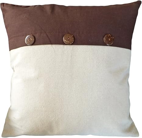 Buy Decorative Coconut Buttons Throw Pillow Cover 18 Brown Online