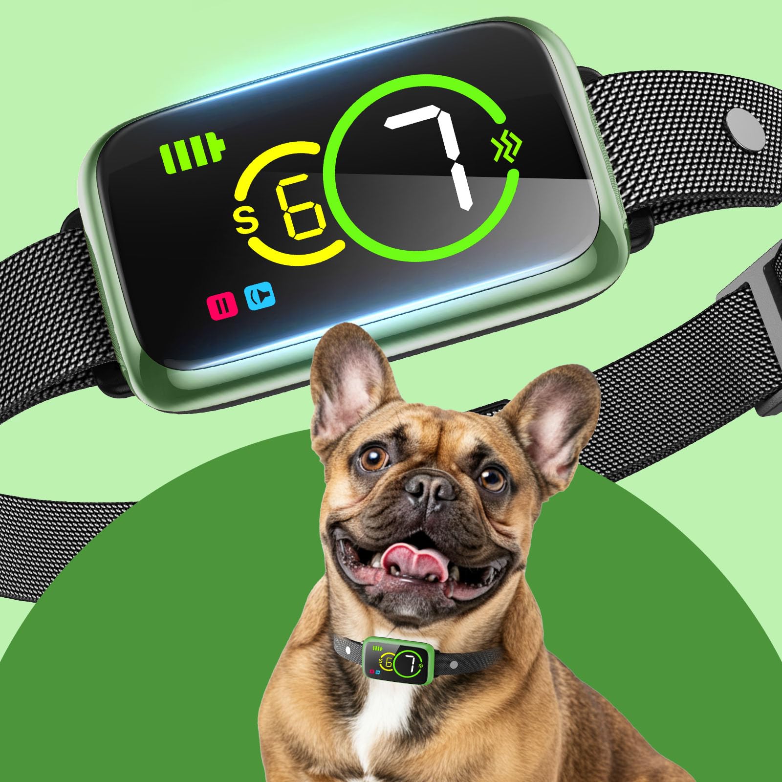 1S Stop Barking Smart Dog Bark Collar, Humane Anti Barking Device with Beep & Vibration, 7 Adjustable Sensitivity, Ultra-Light Bark Collar for Small Medium Large Dogs IP67 Waterproof Indoor Outdoor Image