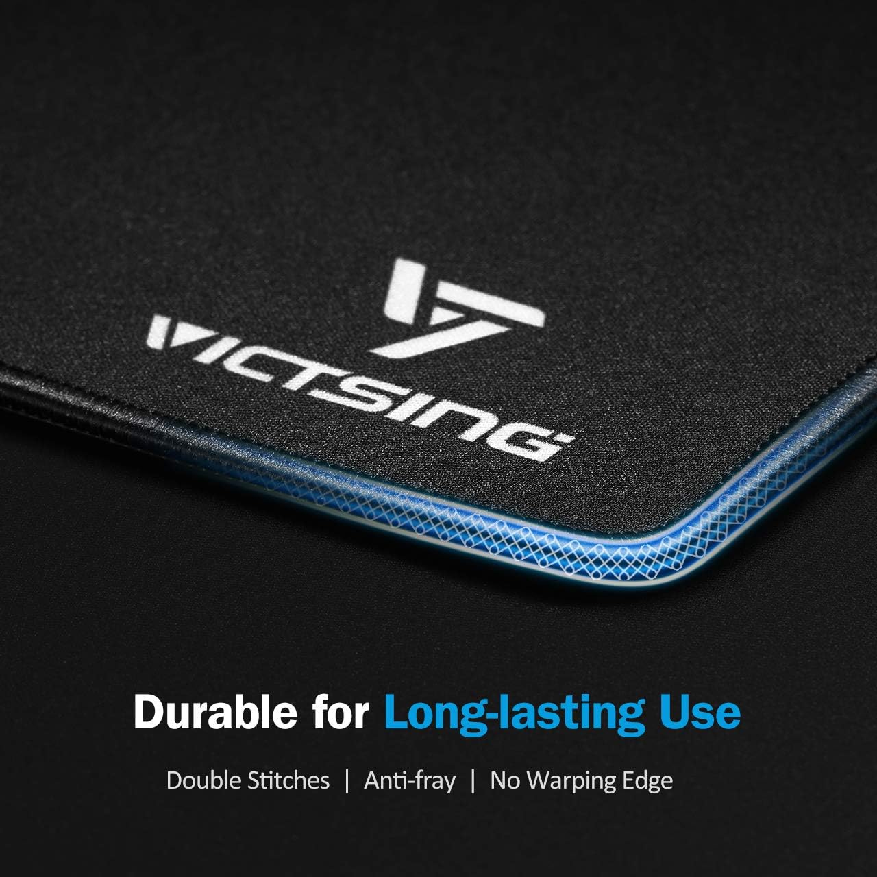 VicTsing Mouse Pad with Stitched Edge, Premium-Textured Mouse Mat, Non-Slip Rubber Base Mousepad for Laptop, Computer & PC, 10.2×8.3×0.08 inches, Black : Office Products