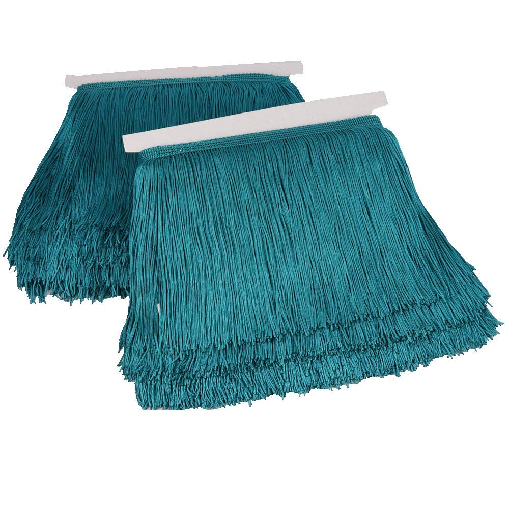 Fringe Trim Lace Polyerter Fibre Tassel 6 inch（″） Wide 10 Yards Long for Clothes Accessories and Latin Wedding Dress and DIY Lamp Shade Decoration Black White Red Gold Blue Pink Grey (Peacock Blue)