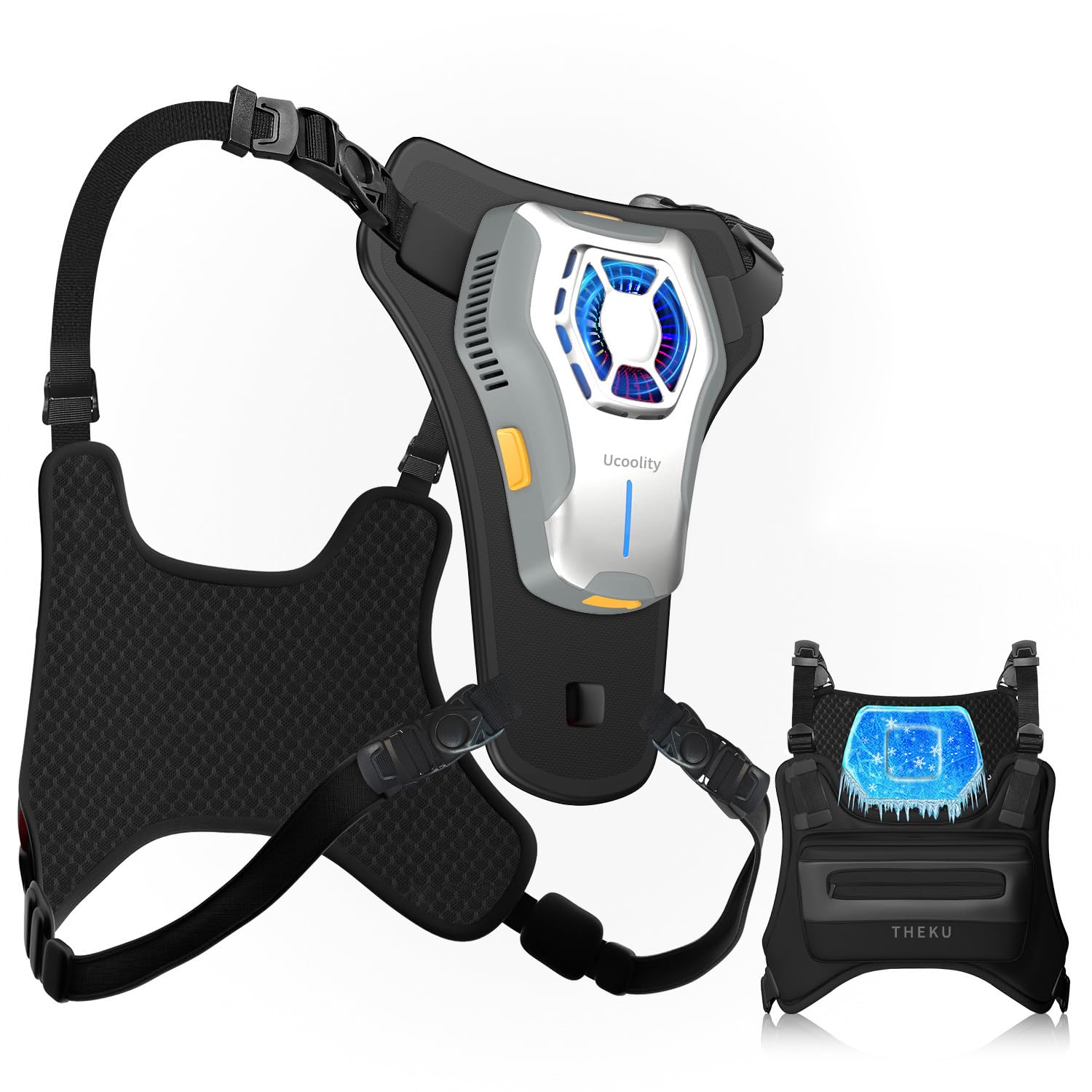 THOUSTA Portable Wearable Fan Rechargeable, Lightweight Cooling Vest, Portable Back Air Conditioner, Cooling Clothes Perfect for Travel, Sport, Hiking (Black)