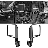 Riasdy Mirrors Doors off Side View Mirrors Half Doors for Jeep Wrangler 1997-2024 CJ7 YJ JK/JL&Gladiator JT 1 Pair