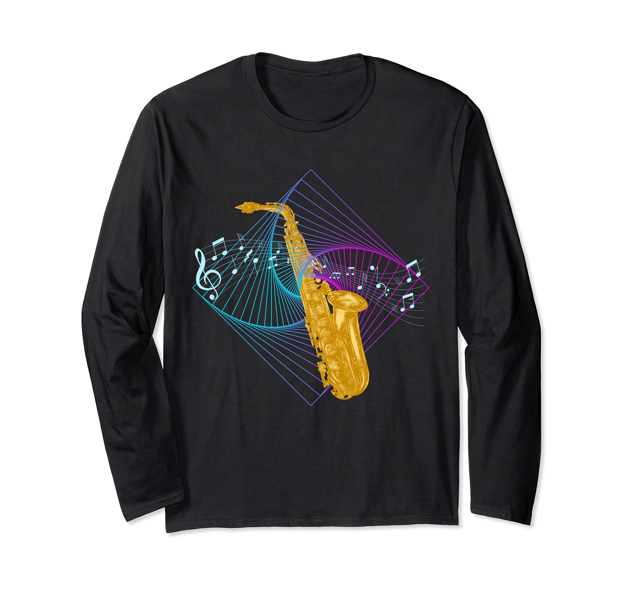 Notes Jazz Metal Wind Instrument Classic Saxophone Music Tee Long Sleeve T-Shirt