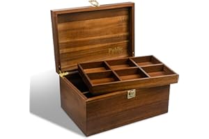 Public House Locking Wooden Keepsake Box, Customizable Design With Adjustable Tray. Large Wooden Box with Hinged Lid for Wedding and Memory Keepsakes