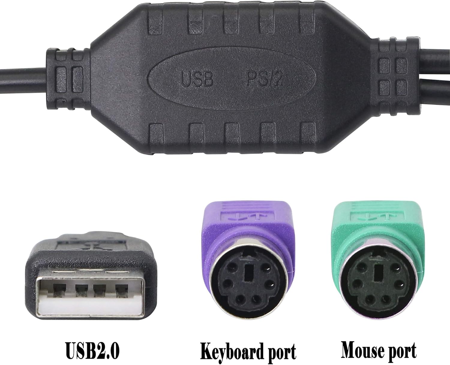GELRHONR PS/2 to USB Cable, PS/2 Keyboard to USB Adapter, PS/2 Mouse and Keyboard Extension Cable -Black - Image 4