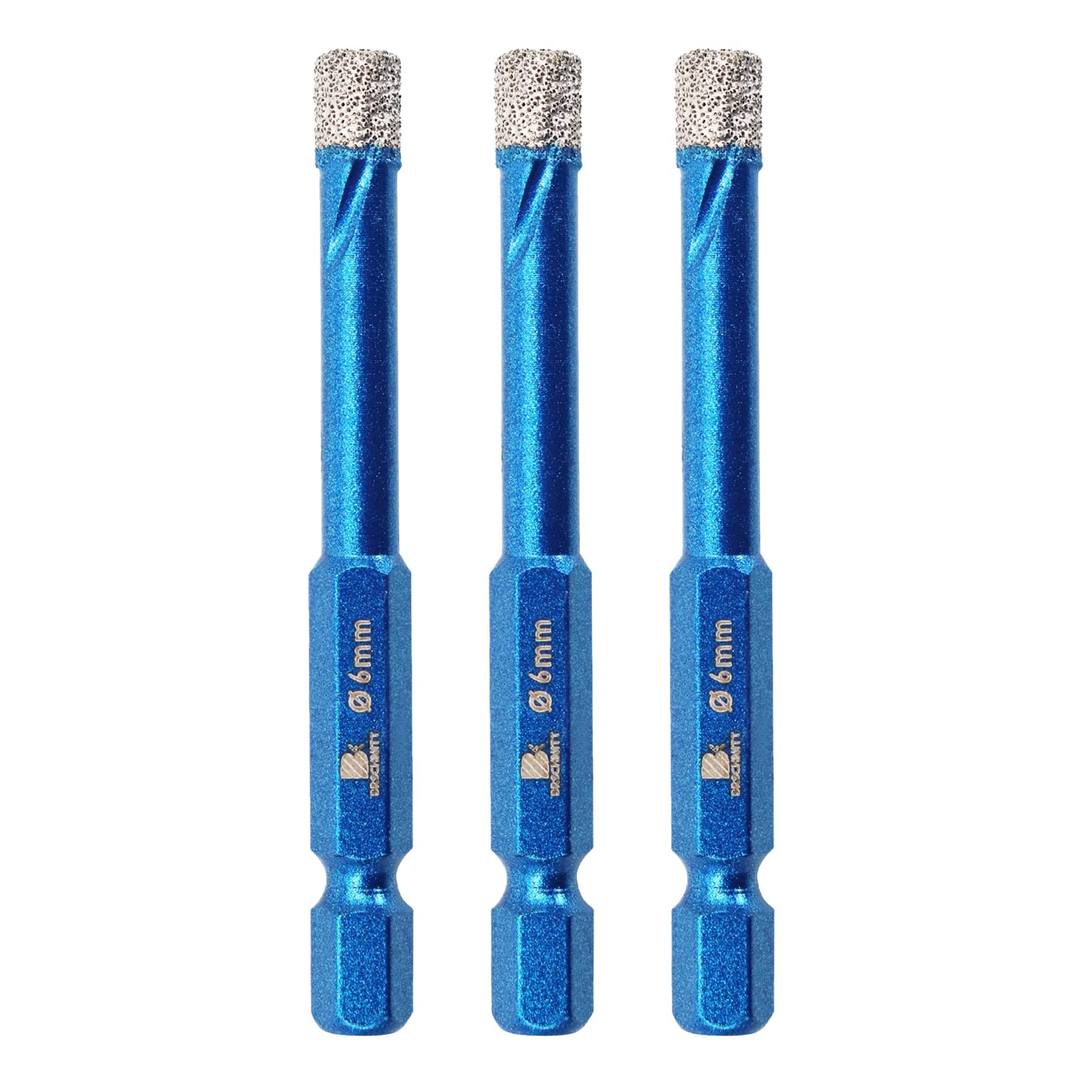 Diamond Drill Bit 6mm,BRSCHNITT 3pcs/pack 1/4 Inch Diamond Hole Saw Drill Bit for Porcelain Tile Ceramic Stone Granite Marble,Hex Shank Dry Drilling Diamond Core Drill Bit Set — image 1