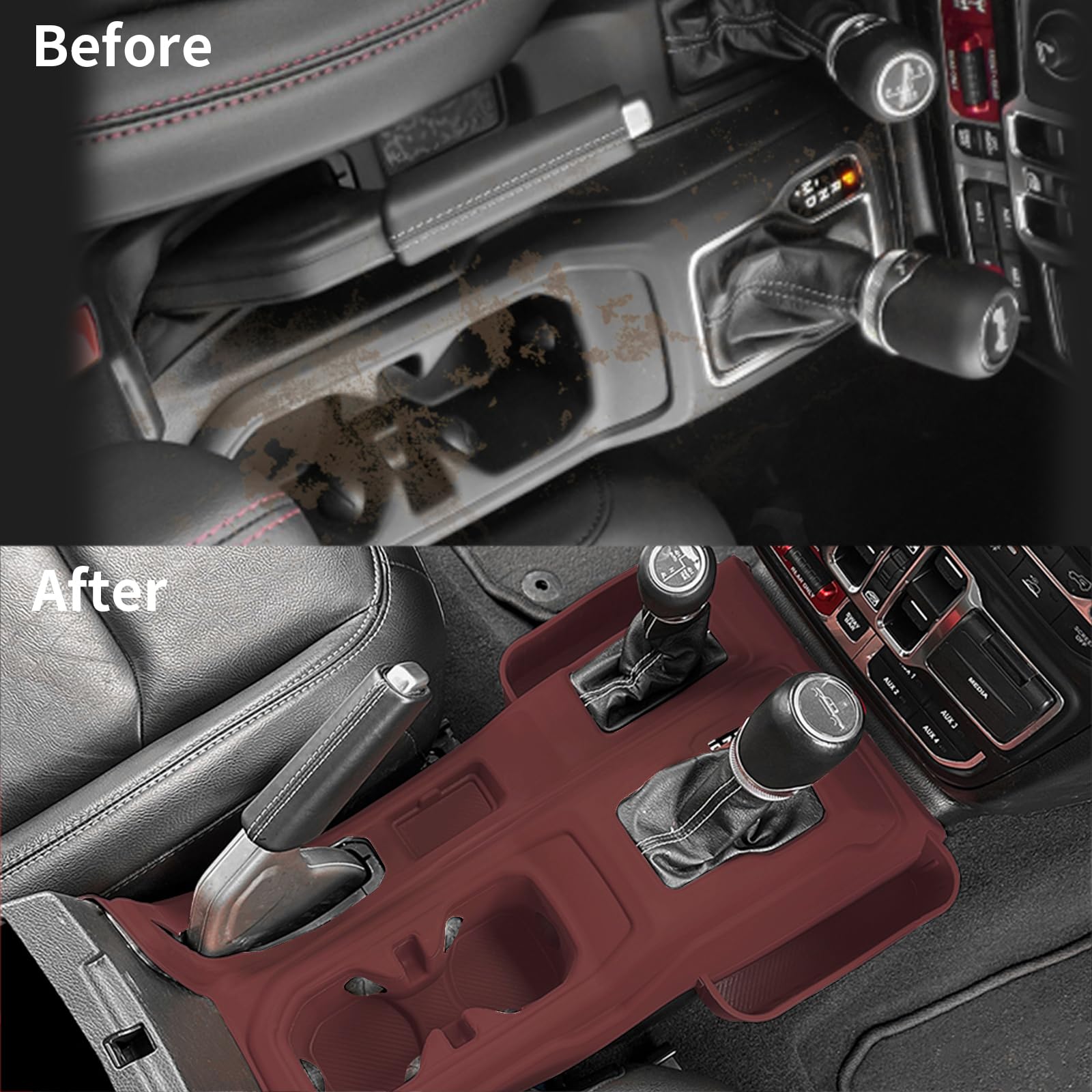 Condition photo showing New/Like New for silicone compatible with jeep wrangler jl jlu center console organizer, gear shift panel trim cover