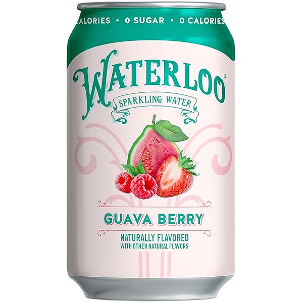 WATERLOO SPARKLING WATER, GUAVA BERRY NATURALLY FLAVORED, 12 FL OZ CANS (PACK OF 12) – ZERO CALORIES AND ZERO SUGAR OR SWEETENERS