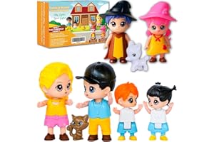 FUNERICA Toy Family People Figures Playset – Dollhouse Figurine Set with Wizard Guests for Imaginative Doll House Play - Features Parents, Kids, Pets & Two Wizards | Pretend Play Storytelling Toy for Kids