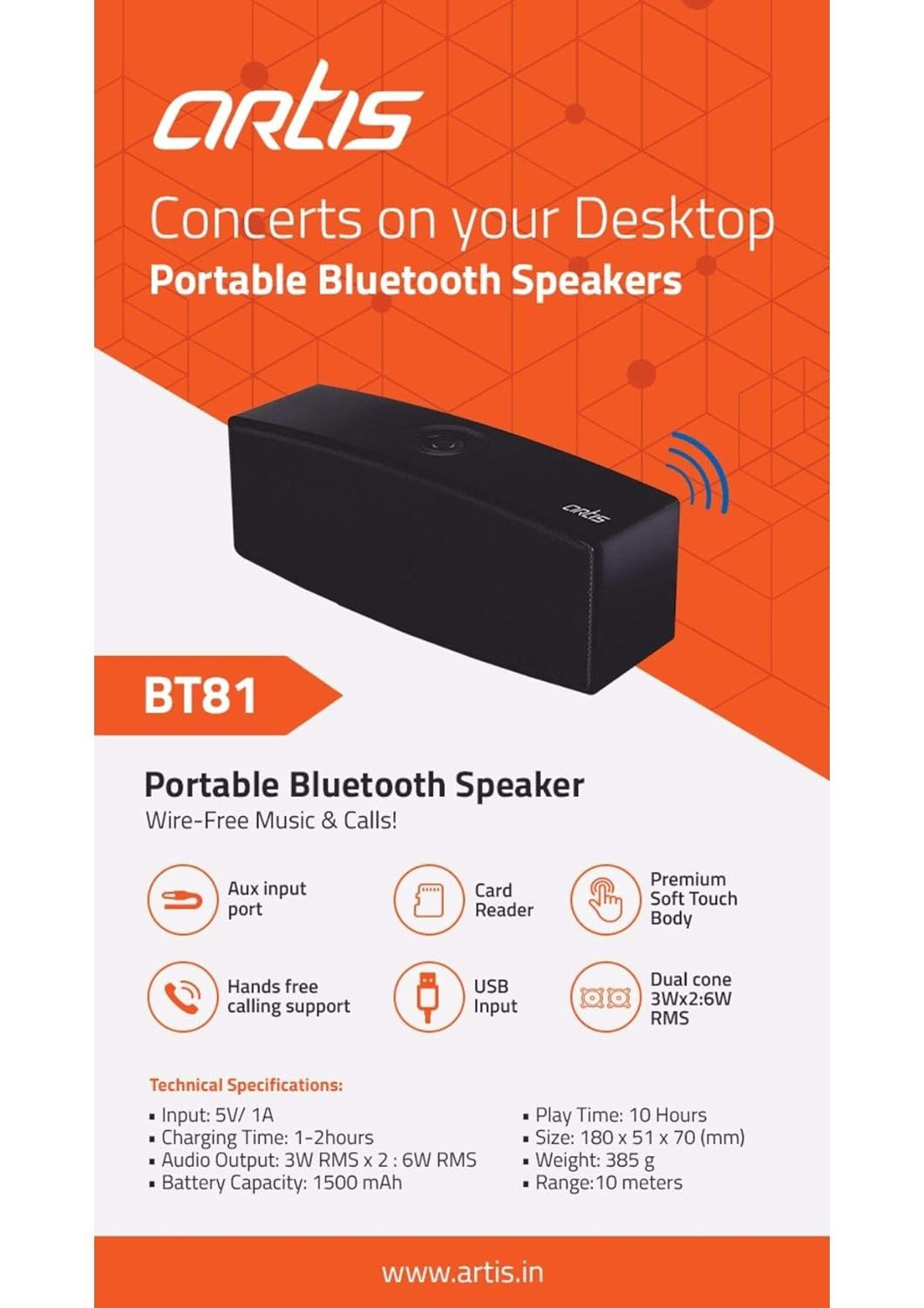 artis bluetooth speaker bt81