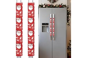 Pardick Christmas Refrigerator Door Handle Covers Set of 2, Christmas Santa Fridge Handle Cover Washable Fridge Dishwasher Oven Door Decor Protector Handle Cover, Keep Your Kitchen Appliance Clean